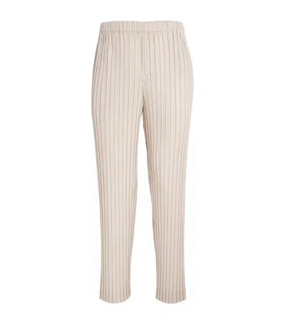 Issey Miyake Pleated Straight Trousers In Beige