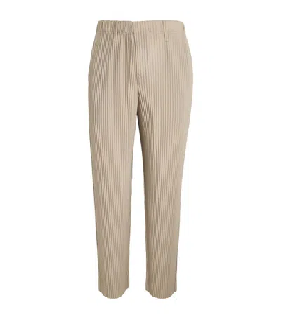 Issey Miyake Pleated Straight Trousers In Beige