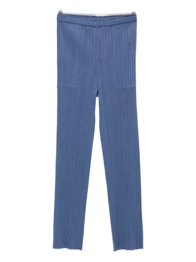 Issey Miyake Pleated Straight Trousers In Blue