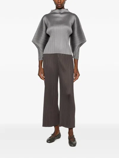 Issey Miyake Pleated Straight-leg Trousers In Brown