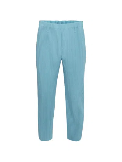 Pre-owned Issey Miyake Pleated Straight-leg Trousers In Blue