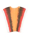 Issey Miyake Pleated Stripe Top In Orange