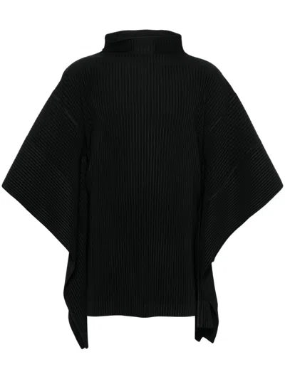 Issey Miyake Pleated T-shirt In Black