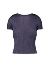 Issey Miyake Pleated T-shirt In Blue