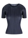 Issey Miyake Pleated T-shirt In Blue