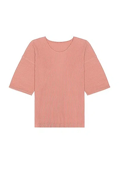 Issey Miyake Pleated T-shirt In Dull Pink