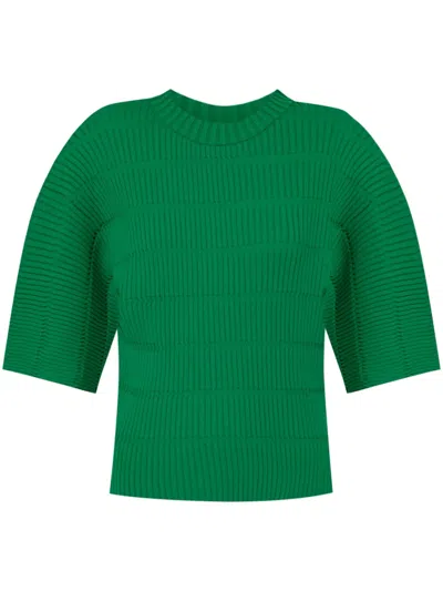 Issey Miyake Pleated T-shirt In Green