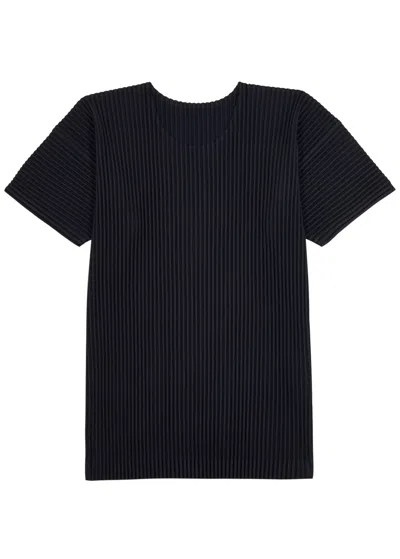Issey Miyake Pleated T-shirt In Navy