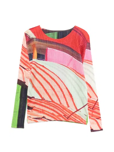 Issey Miyake Pleated T-shirt In Red