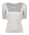 Issey Miyake Basics High-neck Pleated Woven Jersey Top In White