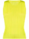 Shop Issey Miyake Pleated Tank Top In 黄色
