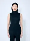 Issey Miyake Ribbed High-neck Top In Black