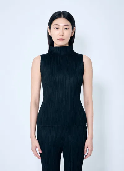 Issey Miyake Pleated Tank Top In Black