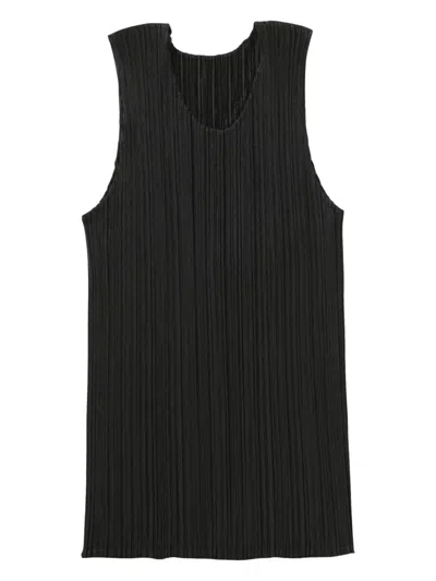 Issey Miyake Pleated Tank Top In Black