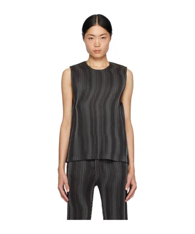 Issey Miyake Pleated Tank Top In Black