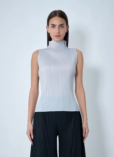 Issey Miyake Pleated Tank Top In Gray
