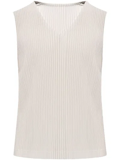 Issey Miyake Pleated Tank Top In Grey