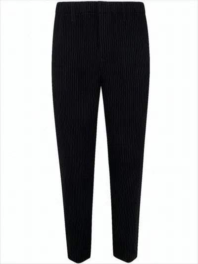 ISSEY MIYAKE PLEATED TAPERED FIT CASUAL PANTS WITH ELASTIC WAISTBAND