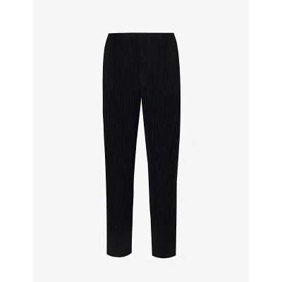 Issey Miyake Homme Plisse  Mens 15-black Pleated Tapered-leg Regular-fit Knitted Trousers