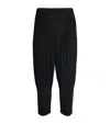 Issey Miyake Cropped Pleated Jogger Pants With Textured Finish In Black