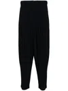 Issey Miyake Cropped Pleated Jogger Pants With Textured Finish In Blue