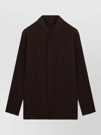 Issey Miyake Pleated Texture Coat Buttoned Cuffs Design In Brown