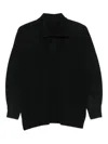 Issey Miyake Pleated Texture Long-sleeve Polo With Structured Neckline In Black
