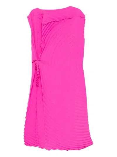 Issey Miyake Pleated Tie Dress In Pink
