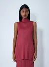 Issey Miyake Pleated Top In Pink