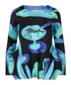 Issey Miyake Pleated Abstract-print Top In Blue