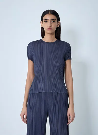 Issey Miyake Pleated Top In Blue