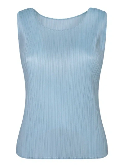 Issey Miyake Pleated Top In Blue