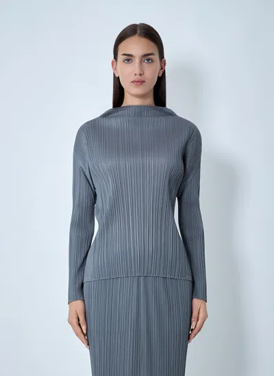 Issey Miyake Pleated Top In Gray