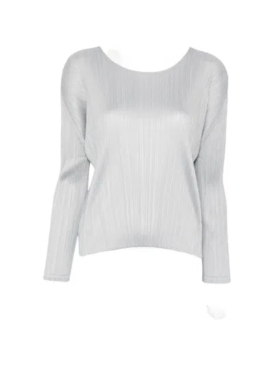 Issey Miyake Pleated Top In Gray