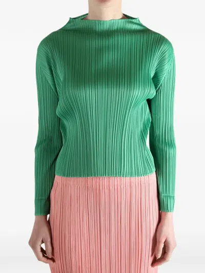 Issey Miyake Pleated Top In Green