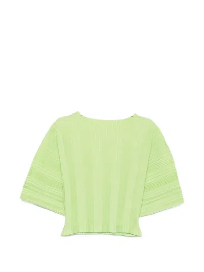 Issey Miyake Pleated Top In Green