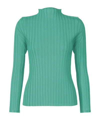 Issey Miyake Pleated Top In Green