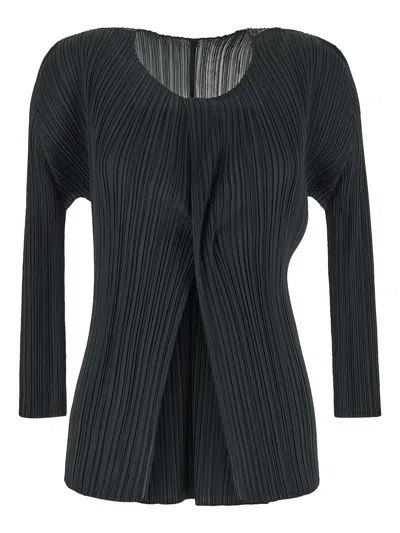 Issey Miyake Pleated Top In Grey