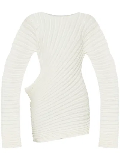 Issey Miyake Pleated Top In White