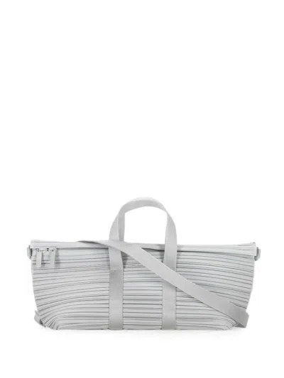 Issey Miyake Pleated Tote Bag In Gray