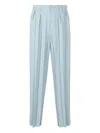 Issey Miyake Pleated Edge Ensemble Trousers In Blue