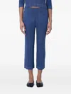 Issey Miyake Womens Wide-leg Pleated Denim-look Knitted Trousers Blue In Blue
