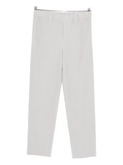 Issey Miyake Pleated Relaxed Fit Pants With Subtle Vertical Stripes In Blue