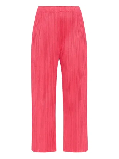 Issey Miyake Structured Straight Leg Trousers Pleated Design In Pink