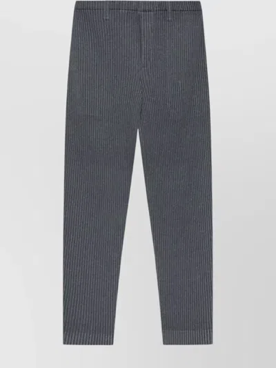 Issey Miyake Pleated Trousers With Elasticated Waistband And Ribbed Texture In Black