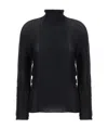 Issey Miyake Pleated Turtleneck Blouse In Black