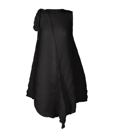 Issey Miyake Pleated Twist Mini Dress In Black
