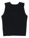 Issey Miyake Sleeveless Black Vest With V-neckline And Pleated Texture In Black