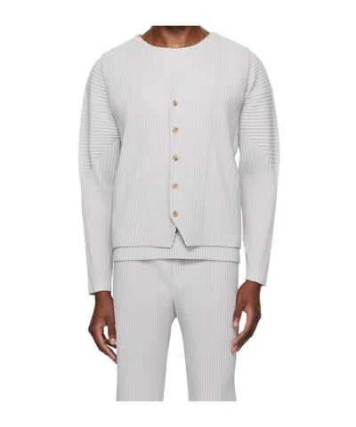 Issey Miyake Pleated V-neck Vest In White