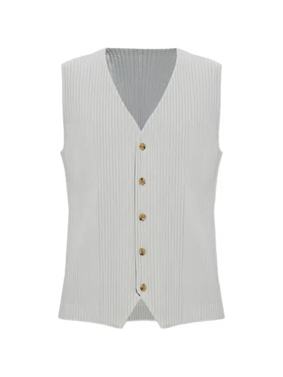 Issey Miyake Pleated Vest In Gray